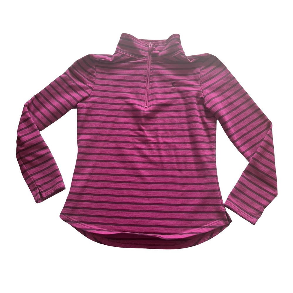 Joules Clothing Women's Size US 6 Pink Purple Stripe Quarter Zip Long Sleeve
